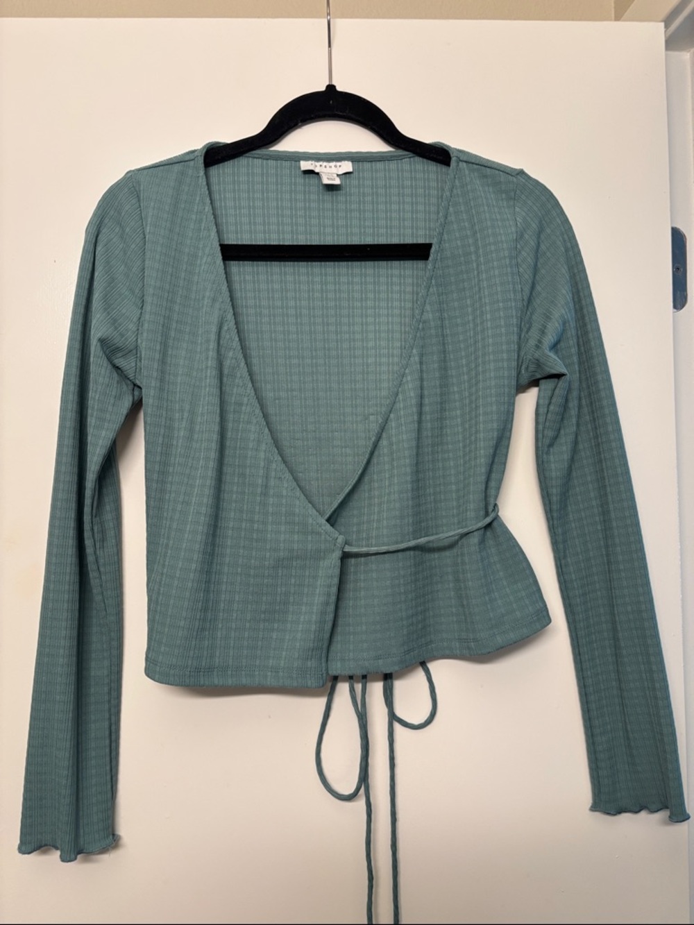 TOPSHOP Teal Wrap Crop Top with Tie - Women